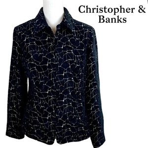 Christopher & Banks  Animal Print Black Velvet with Silver Evening Jacket NWOT